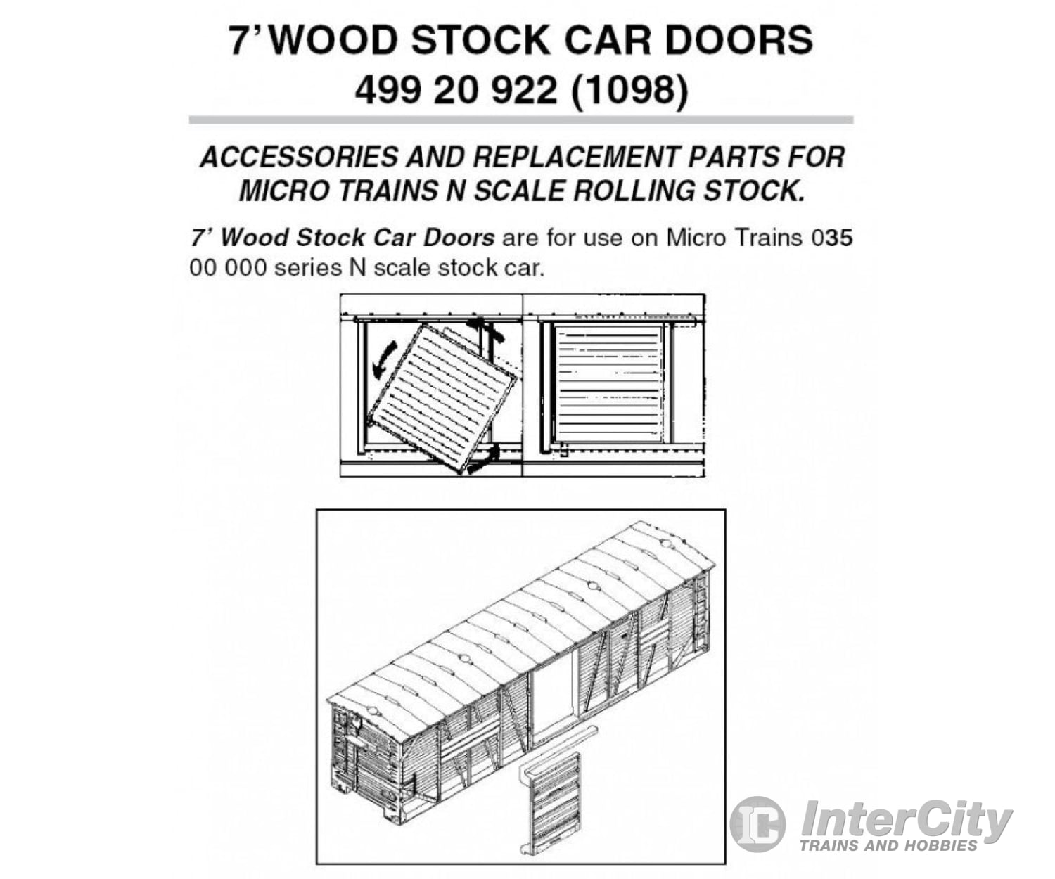 Micro Trains N 49920922 Box Car Doors -- 7 For Stock Cars Pkg(12) Parts