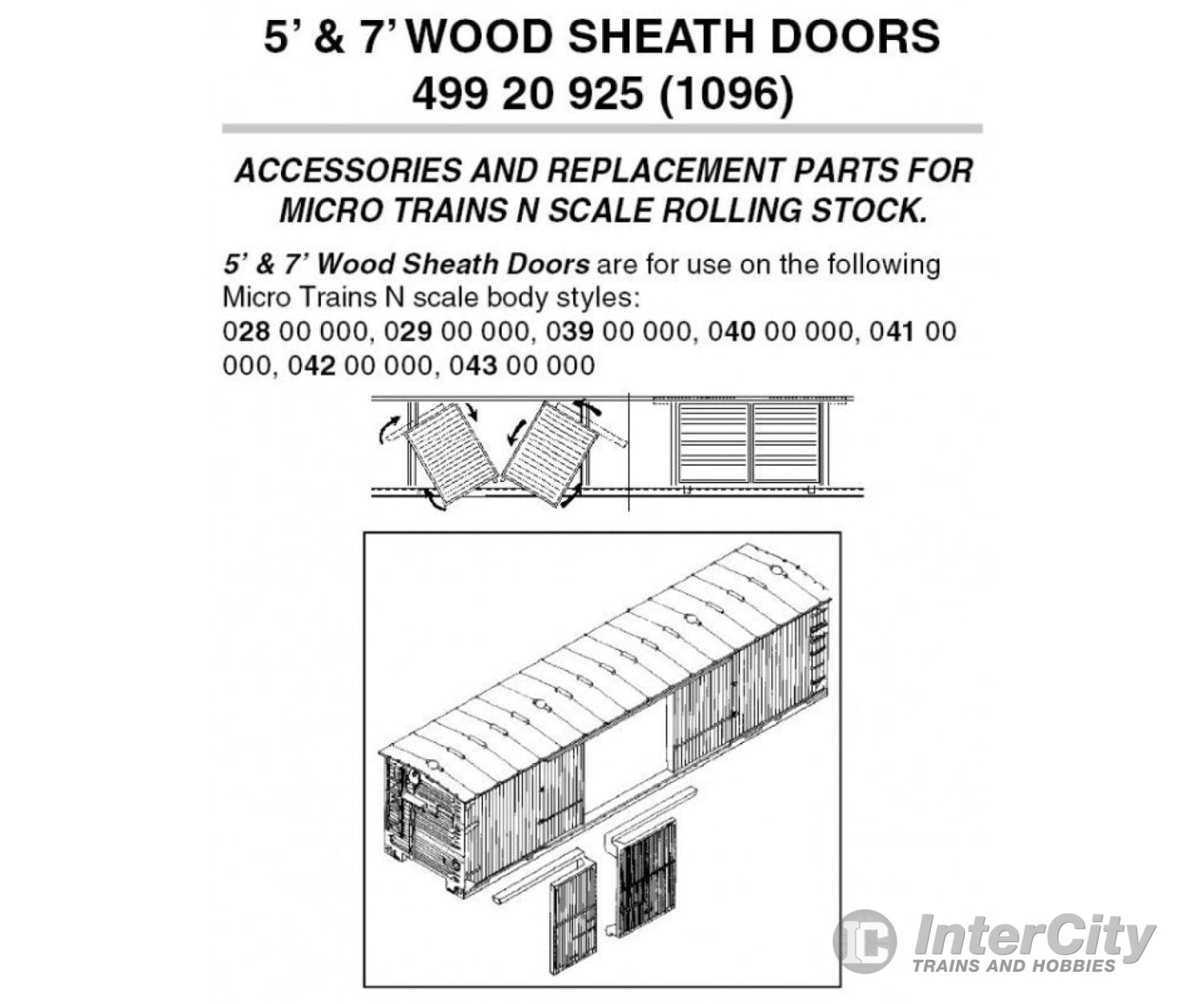 Micro Trains N 49920925 Box Car Doors -- 1-1/2 For 40 Or 50 Cars Pkg(12) Parts