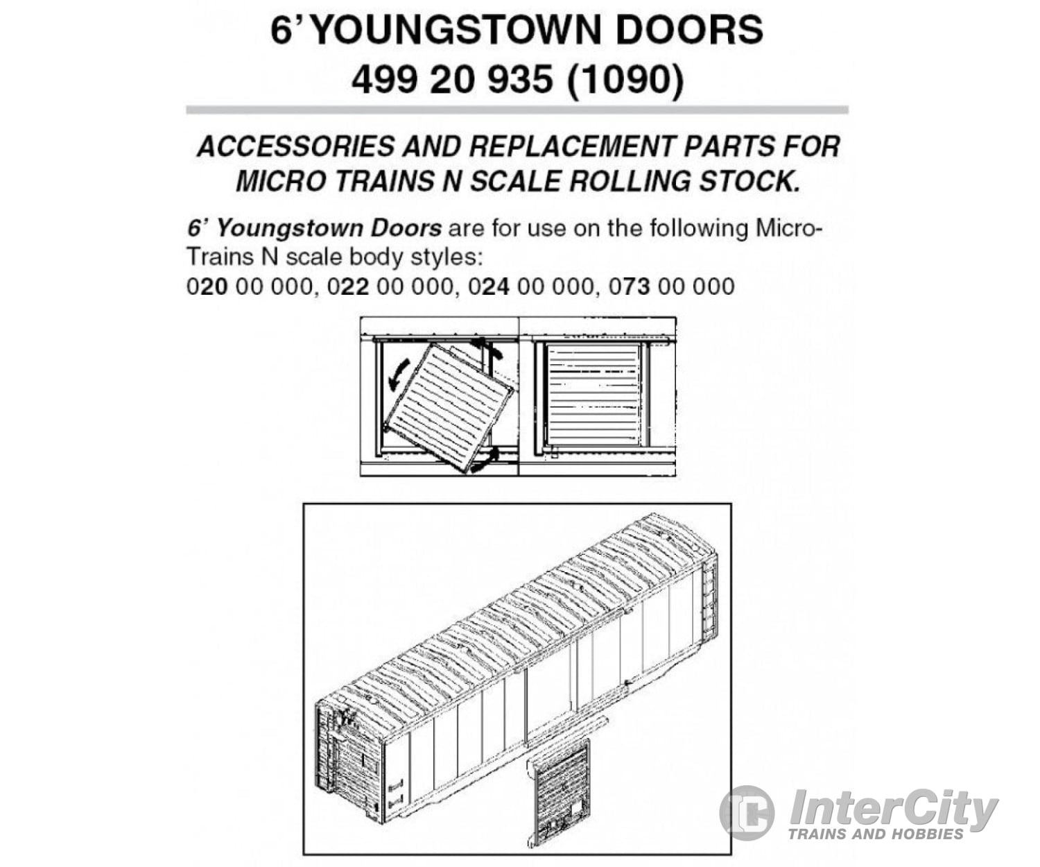 Micro Trains N 49920935 Box Car Doors -- 6 Youngstown Style - 40 Cars Pkg(12) Parts