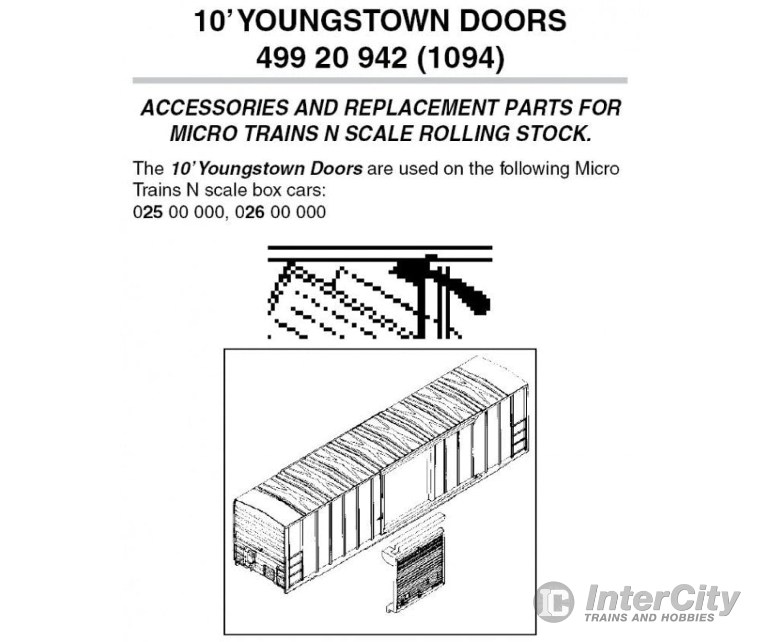 Micro Trains N 49920942 Box Car Doors -- 10 Youngstown Style For 50 Rib Side Cars Pkg(12) Parts