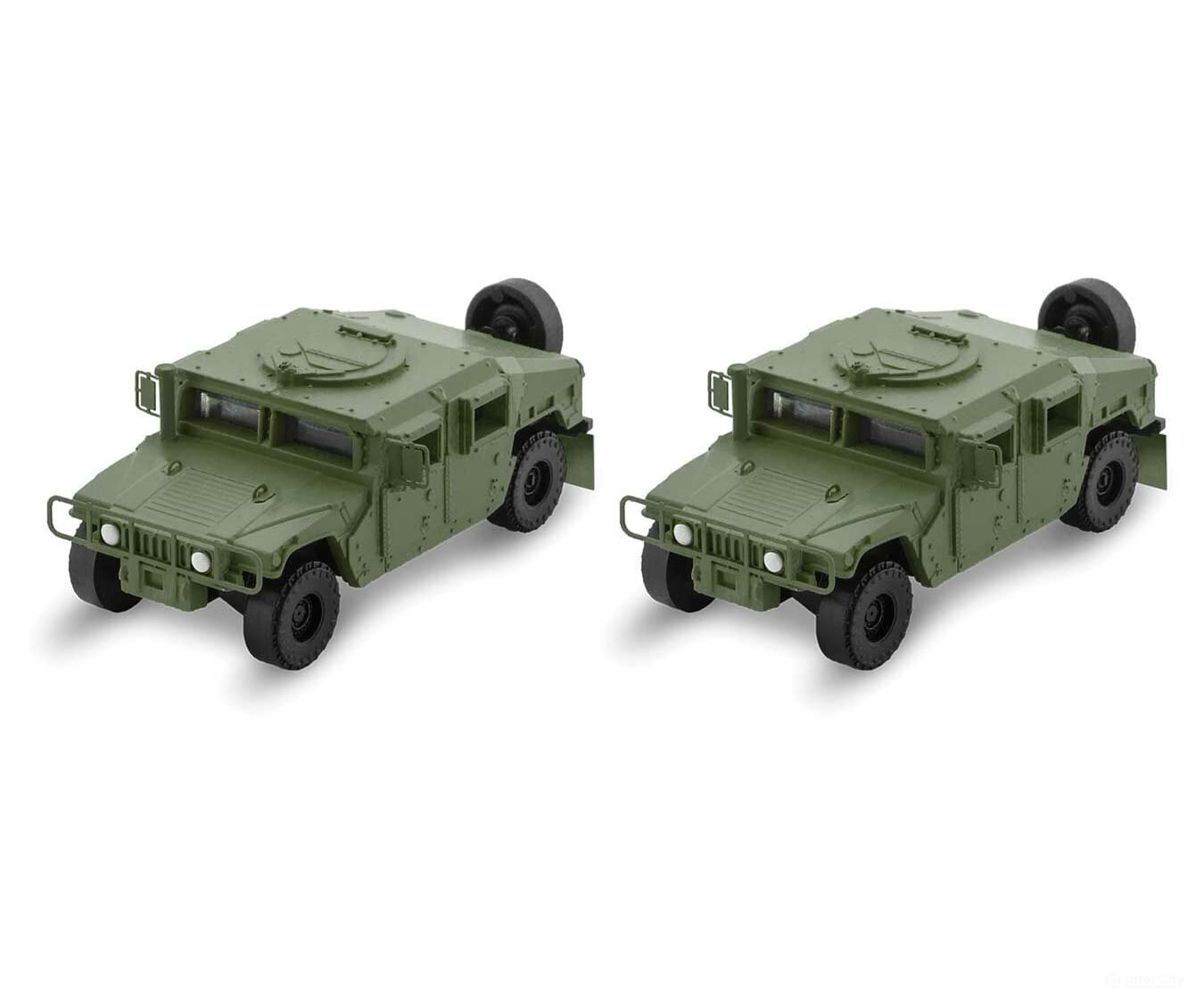 Micro Trains N 49945952 Humvee Military Vehicle 2-Pack - Assembled -- Olive Drab Cars & Trucks