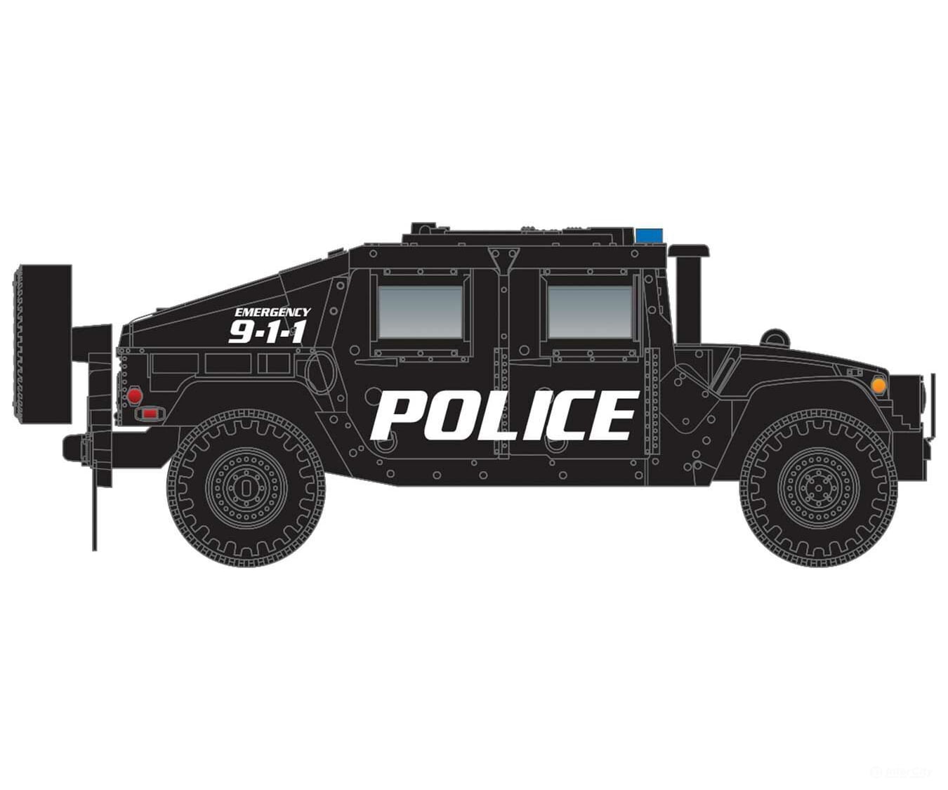 Micro Trains N 49945955 Humvee(R) Military Vehicle 2-Pack - Assembled -- Police (Black) Cars &