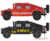 Micro Trains N 49945957 Humvee(R) Vehicle 2-Pack - Assembled -- 1 Each: Fire (Red) Swat (Black