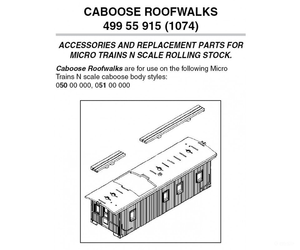 Micro Trains N 49955915 Roofwalks -- Short For Caboose Parts
