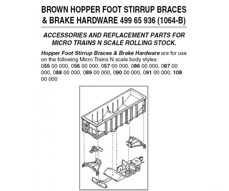 Micro Trains N 49965936 Hopper Foot Stirrup Braces/Brake Hardware -- Brown Pkg(12) Parts