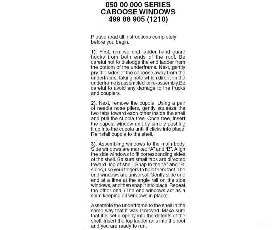 Micro Trains N 49988905 Caboose Window Kit -- For 50000 Series Cars Pkg(3) Parts