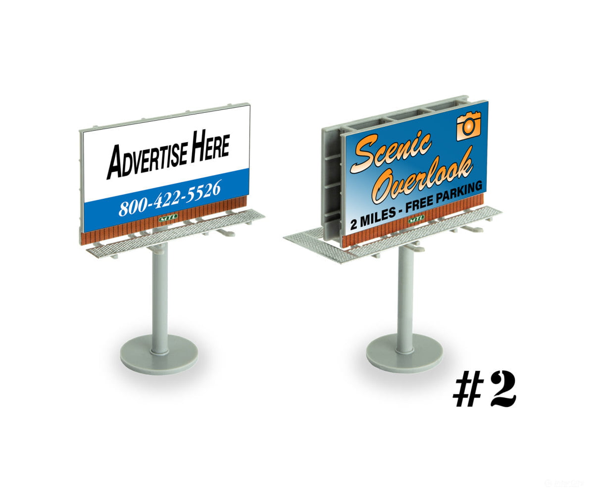 Micro Trains N 49990504 Modern Billboard - Kit - Kit #2 Sign Size Scale 24 x 14 Overall Height Scale 32’ Scenery Details