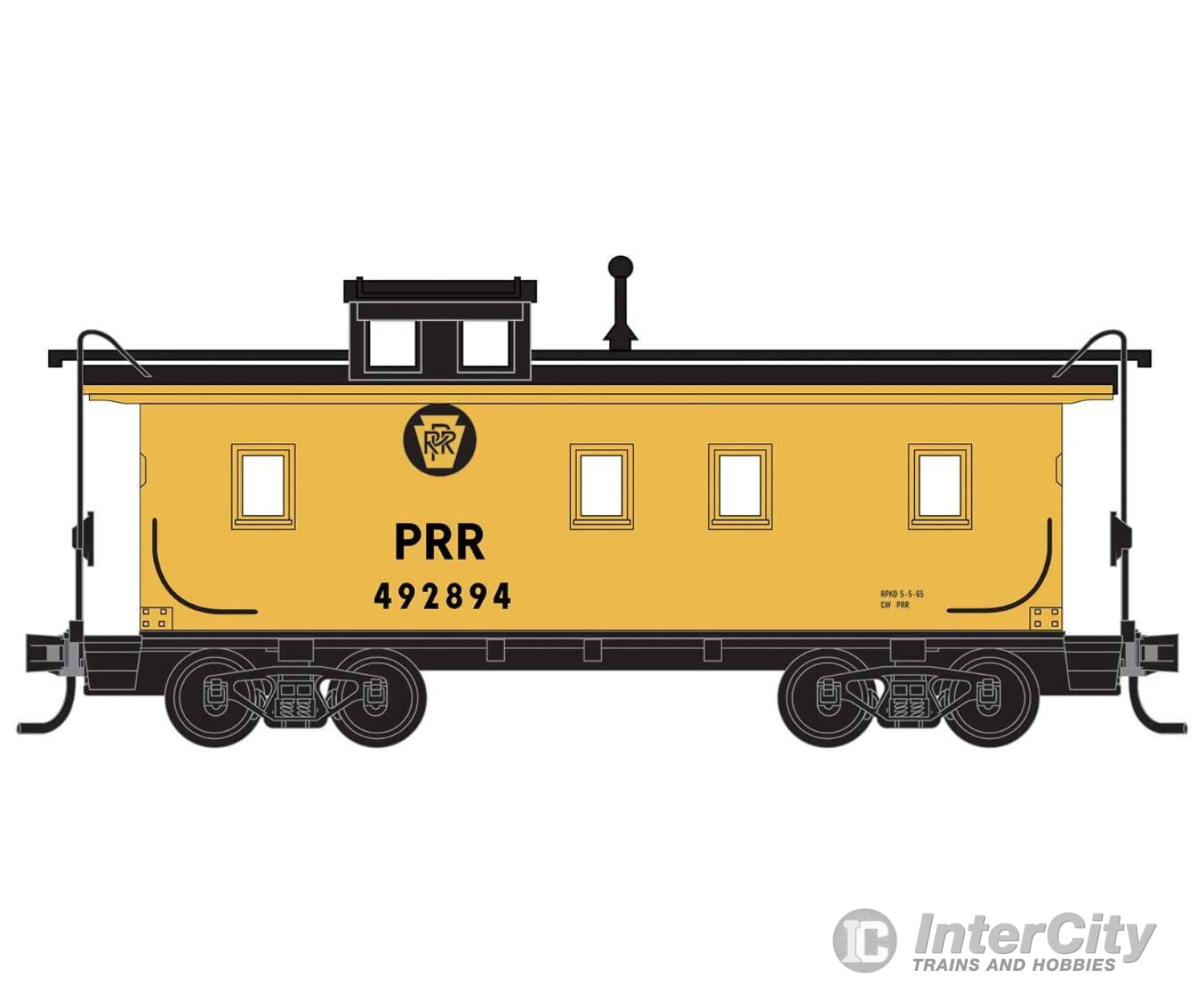 Micro Trains N 5100370 34’ Wood-Sheathed Caboose With Straight Cupola - Ready To Run Pennsylvania