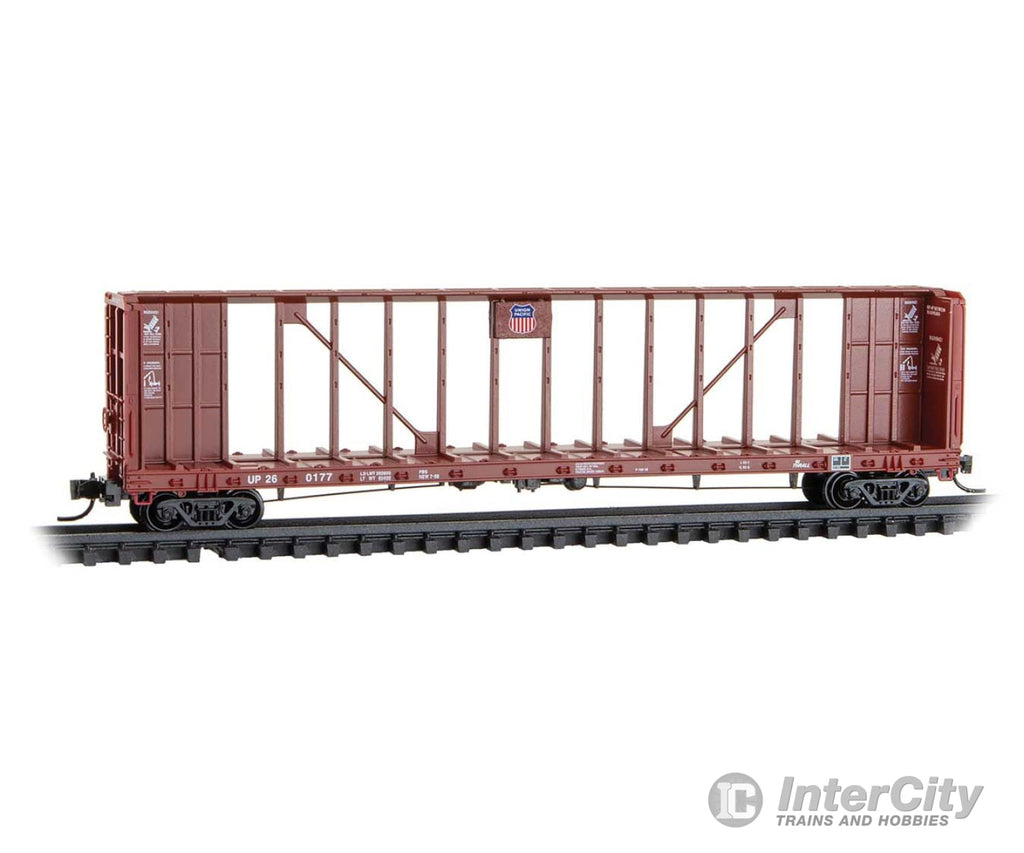 Micro Trains N 5300760 Thrall 60’ 8’’ Centerbeam Flatcar - Ready to Run - Union Pacific #260177 (Boxcar Red) Freight