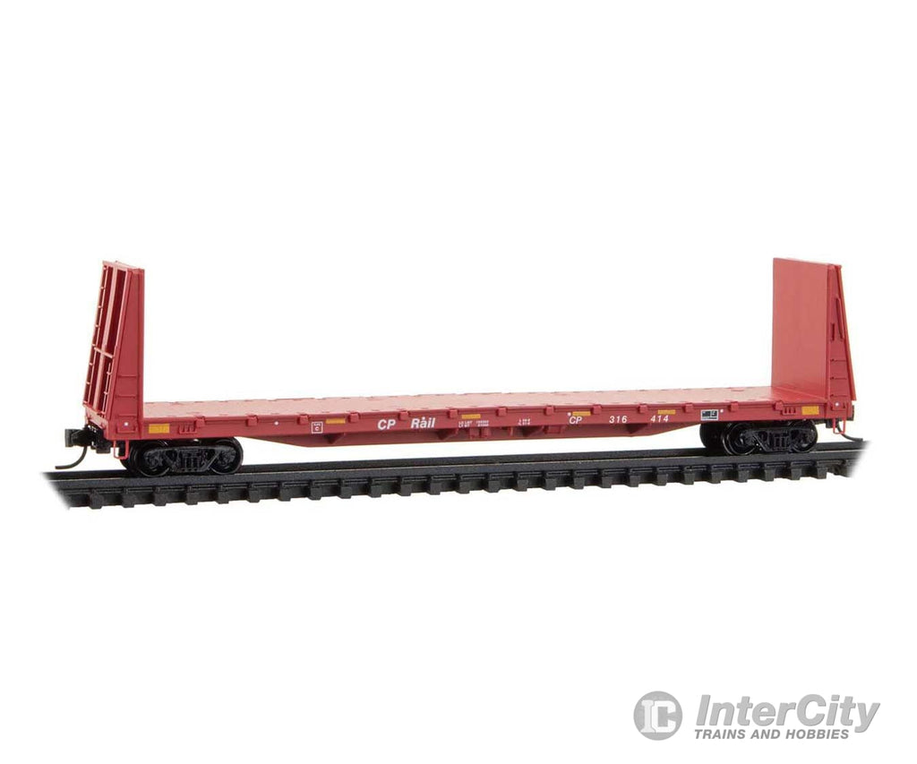 Micro Trains N 5400451 61’ 8’’ Bulkhead Flatcar - Canadian Pacific #316414 (Action Red white) Freight Cars