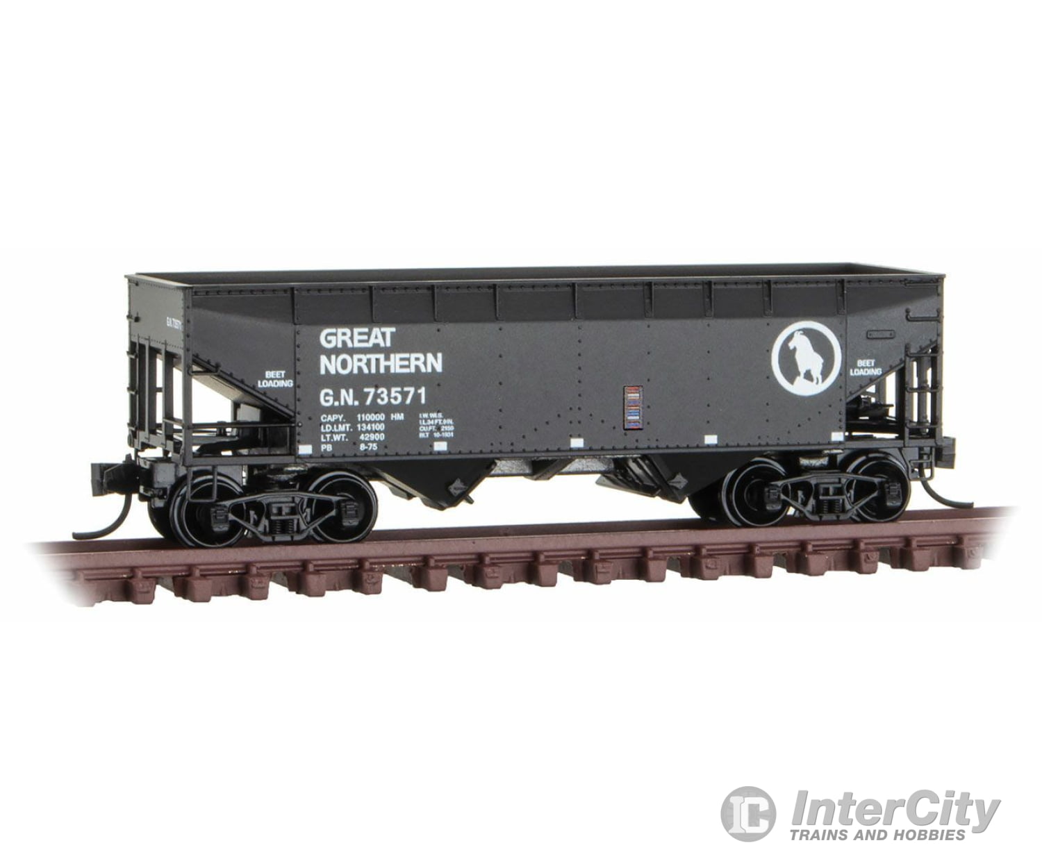 Micro Trains N 5500600 33 2-Bay Offset-Side Hopper - Ready To Run -- Great Northern 73571 (Black