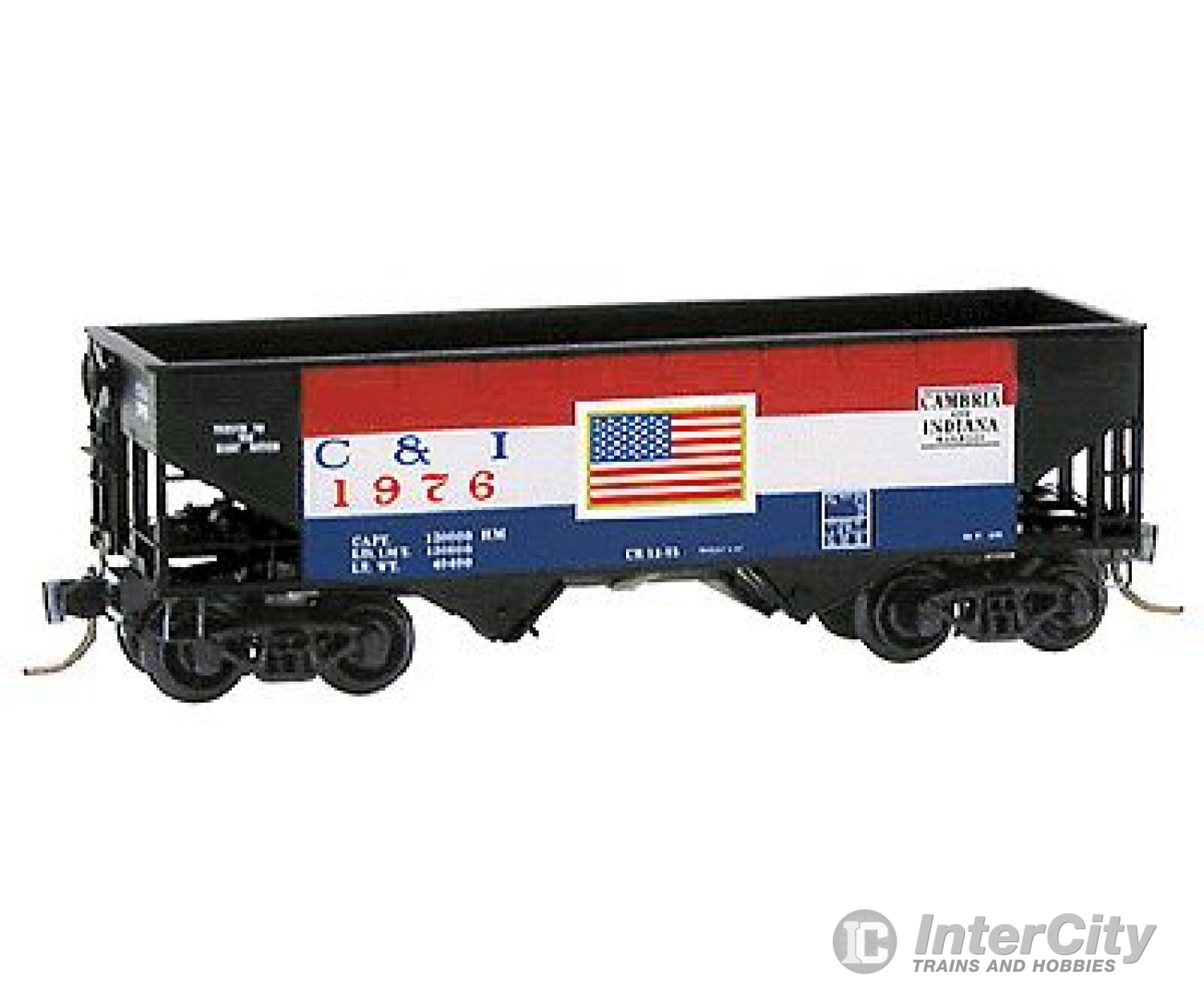 Micro Trains N 55430 33 Twin Bay Offset Side Hopper -- Cambria & Indiana #1976 (Bicentennial Scheme