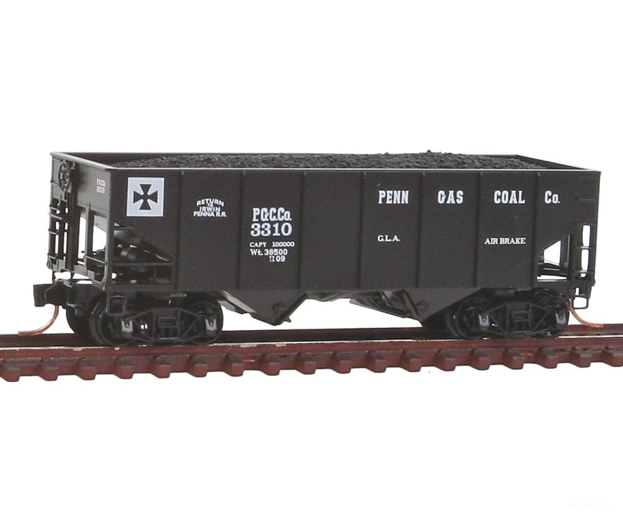 Micro Trains N 5600420 33 2-Bay Rib Side Hopper W/Coal Load - Ready To Run -- Penn Gas Coal Co.