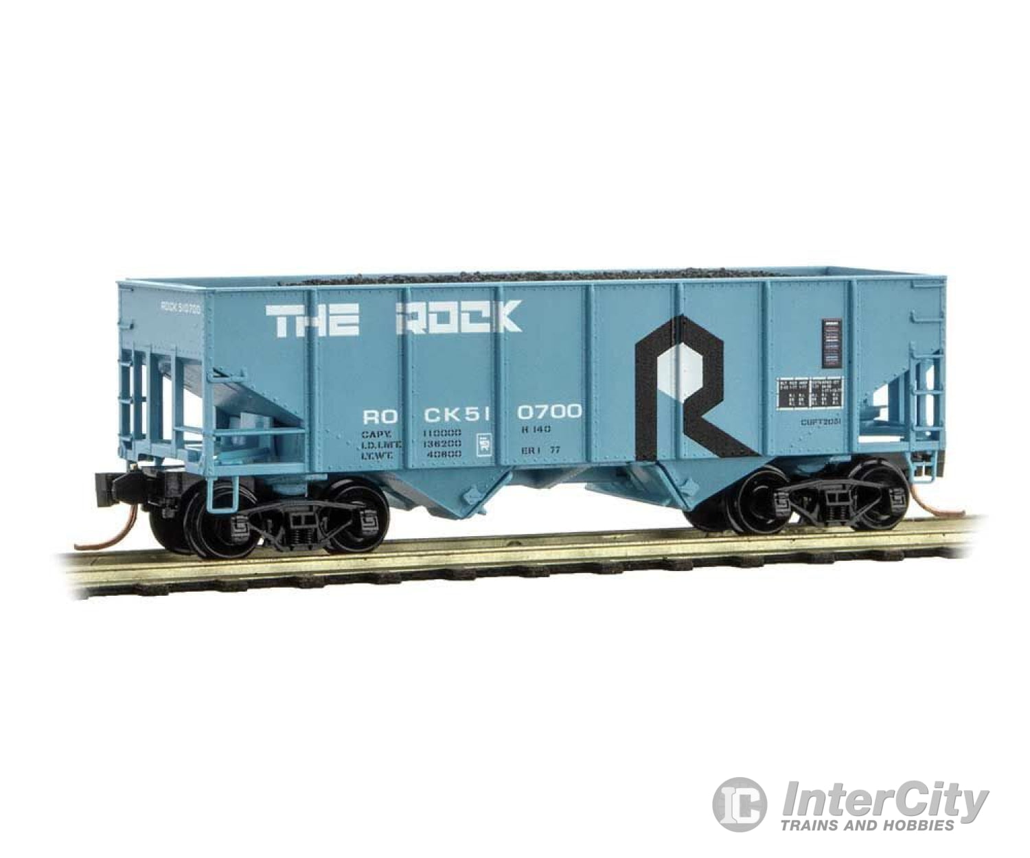 Micro Trains N 5600450 Class H-5 33 2-Bay Rib-Side Hopper - Ready To Run -- Rock Island 510700 (Blue