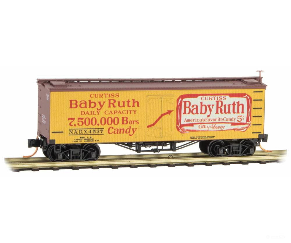 Micro Trains N 5800221 36 Wood-Sheathed Ice Reefer - Ready To Run -- Baby Ruth Nadx #4537 (Yellow
