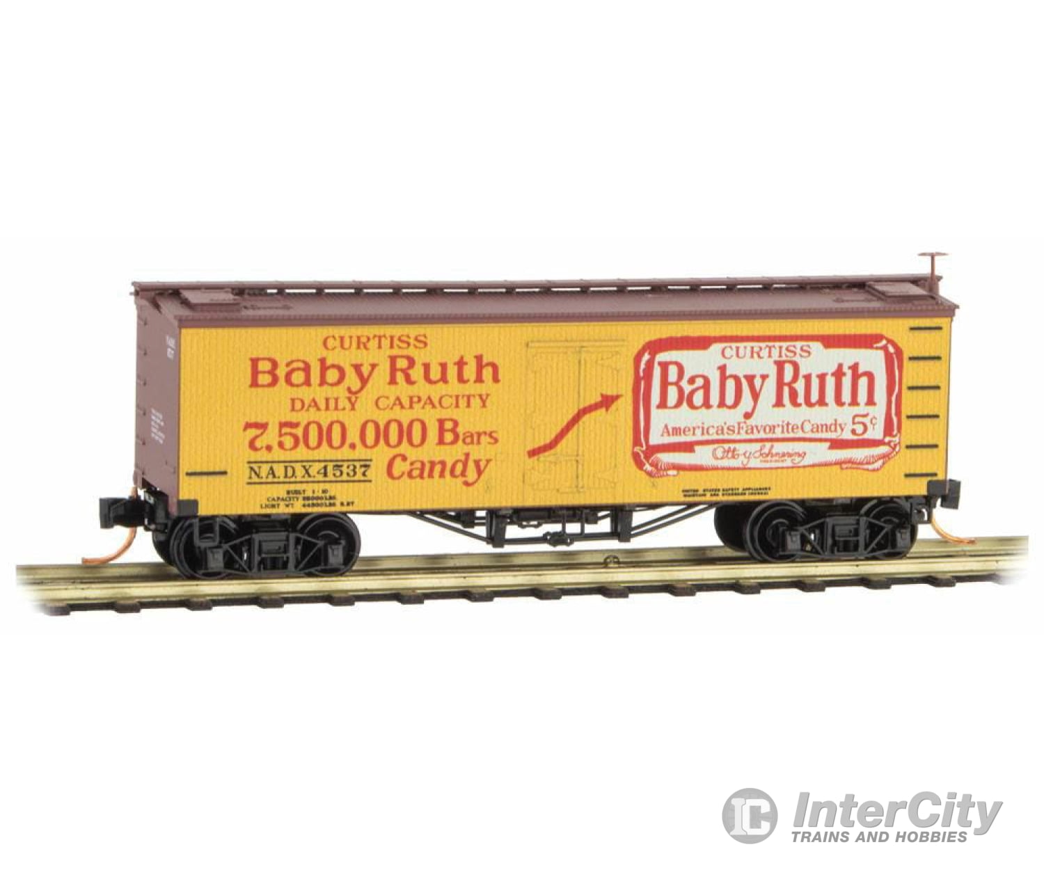 Micro Trains N 5800221 36 Wood-Sheathed Ice Reefer - Ready To Run -- Baby Ruth Nadx #4537 (Yellow