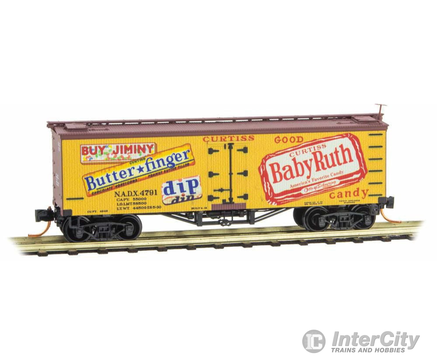 Micro Trains N 5800240 36 Wood-Sheathed Ice Reefer - Ready To Run -- Baby Ruth Nadx #4791 (Yellow