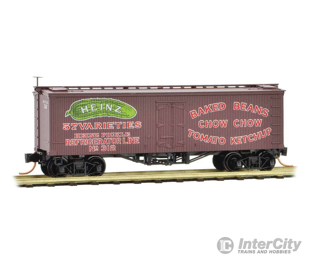 Micro Trains N 5800340 36’ Wood-Sheathed Ice Reefer Heinz 312 (Boxcar Red Red Billboard 57 Green