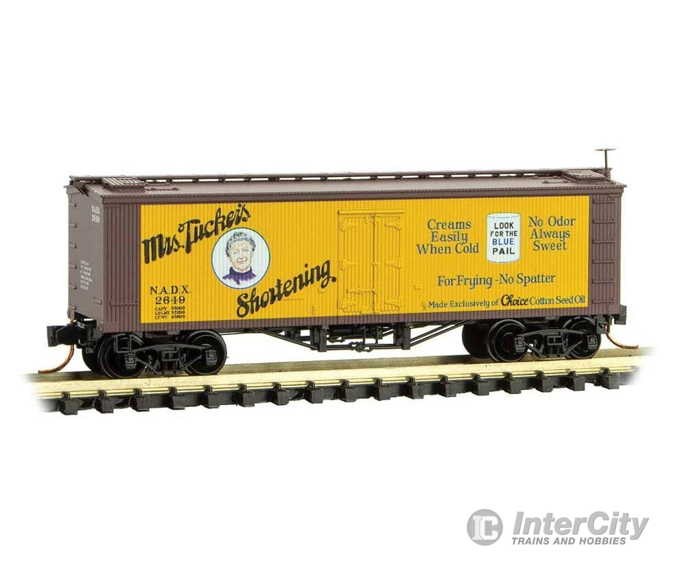 Micro Trains N 5800470 36’ Wood-Sheathed Ice Reefer Mrs. Tucker’s Shortening Nadx 2649 (Yellow