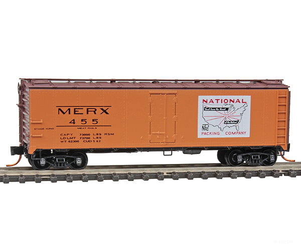Micro Trains N 5900161 40’ Single-Door Boxcar No Roofwalk National Packing Company #455 (Orange