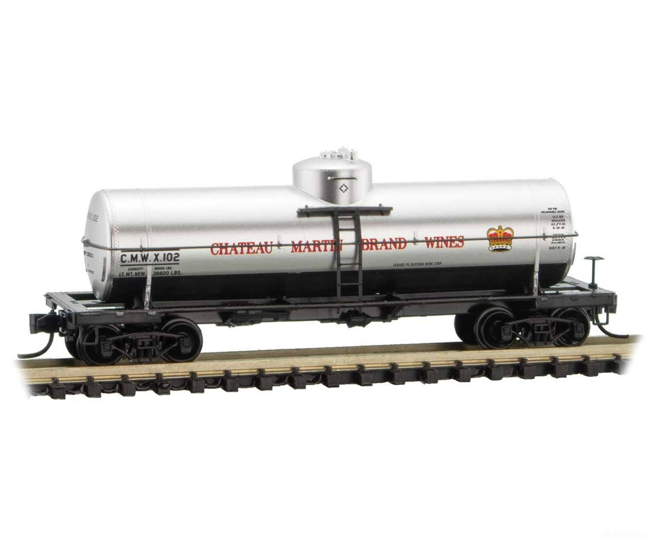 Micro Trains N 6500086 39’ Single-Dome Tank Car Chateau Martin Wines Cmwx 102 (Silver Red Black)
