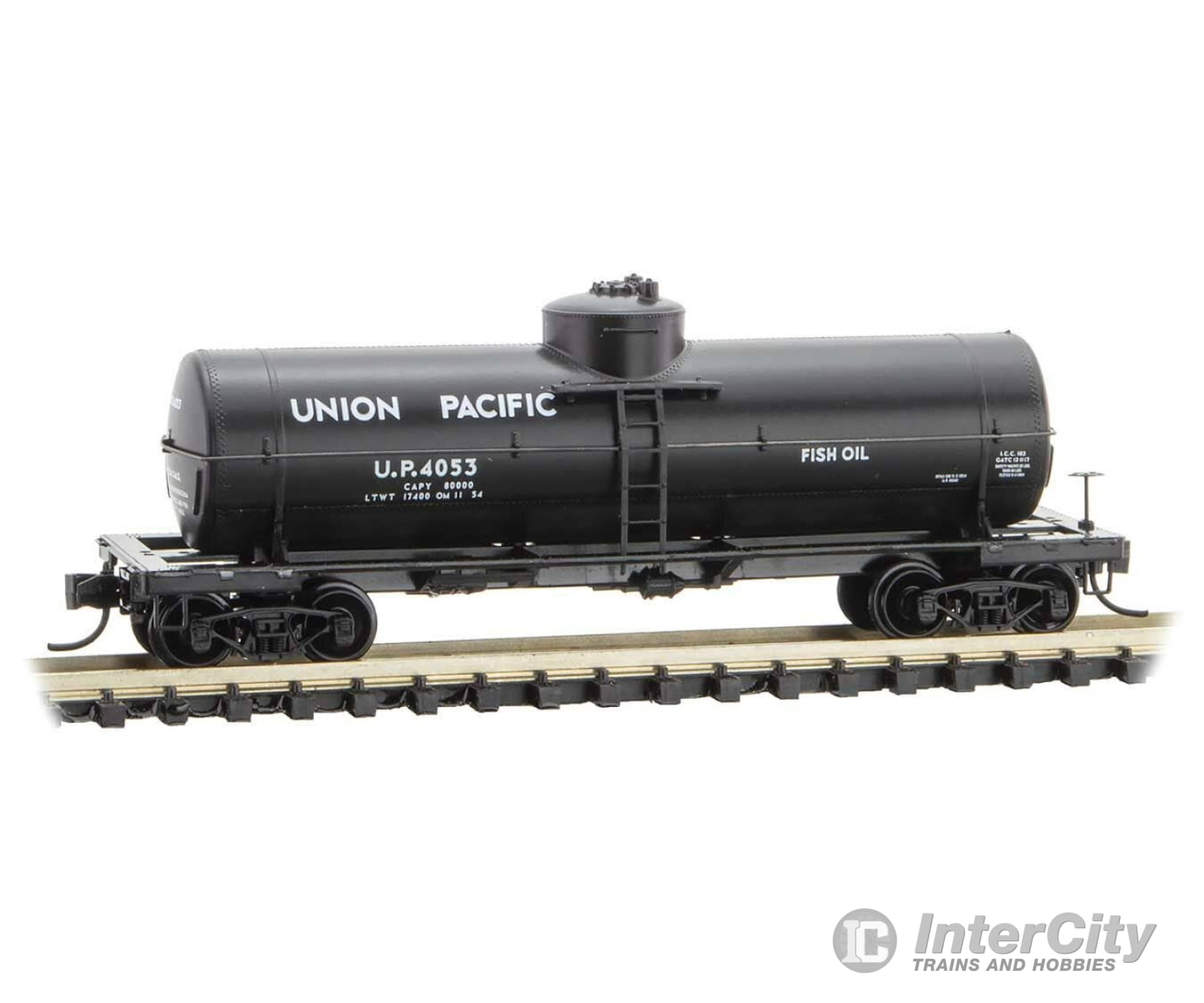 Micro Trains N 6500096 39’ Single-Dome Tank Car Union Pacific 4053 (Black Fish Oil Service)