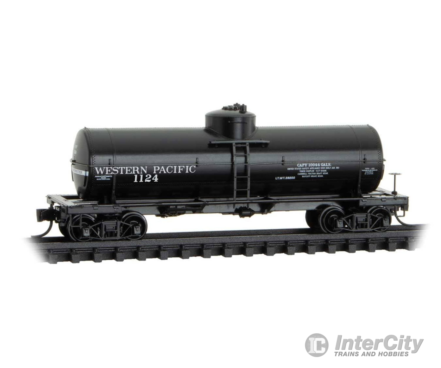 Micro Trains N 6500346 39’ Single-Dome Tank Car - Ready To Run Western Pacific #1124 (Black)