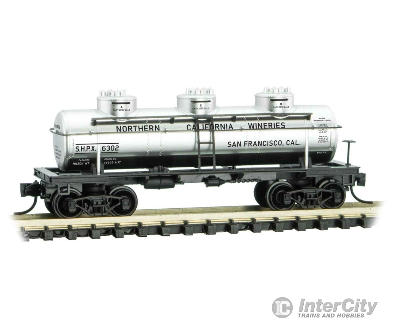 Micro Trains N 6600150 3-Dome Tank Car - Ready To Run -- Northern California Wineries Shpx 6302