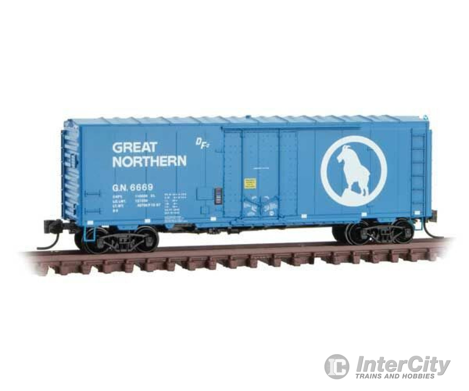 Micro Trains N 7400037 40 Plug-Door Boxcar No Roofwalk - Ready To Run -- Great Northern 6669 (Big