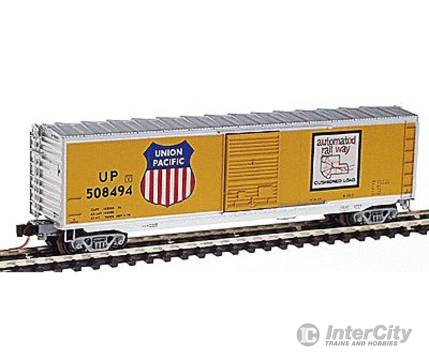 Micro Trains N 77090 50 Standard Single Door Boxcar -- Union Pacific #508494 (Yellow Aluminum