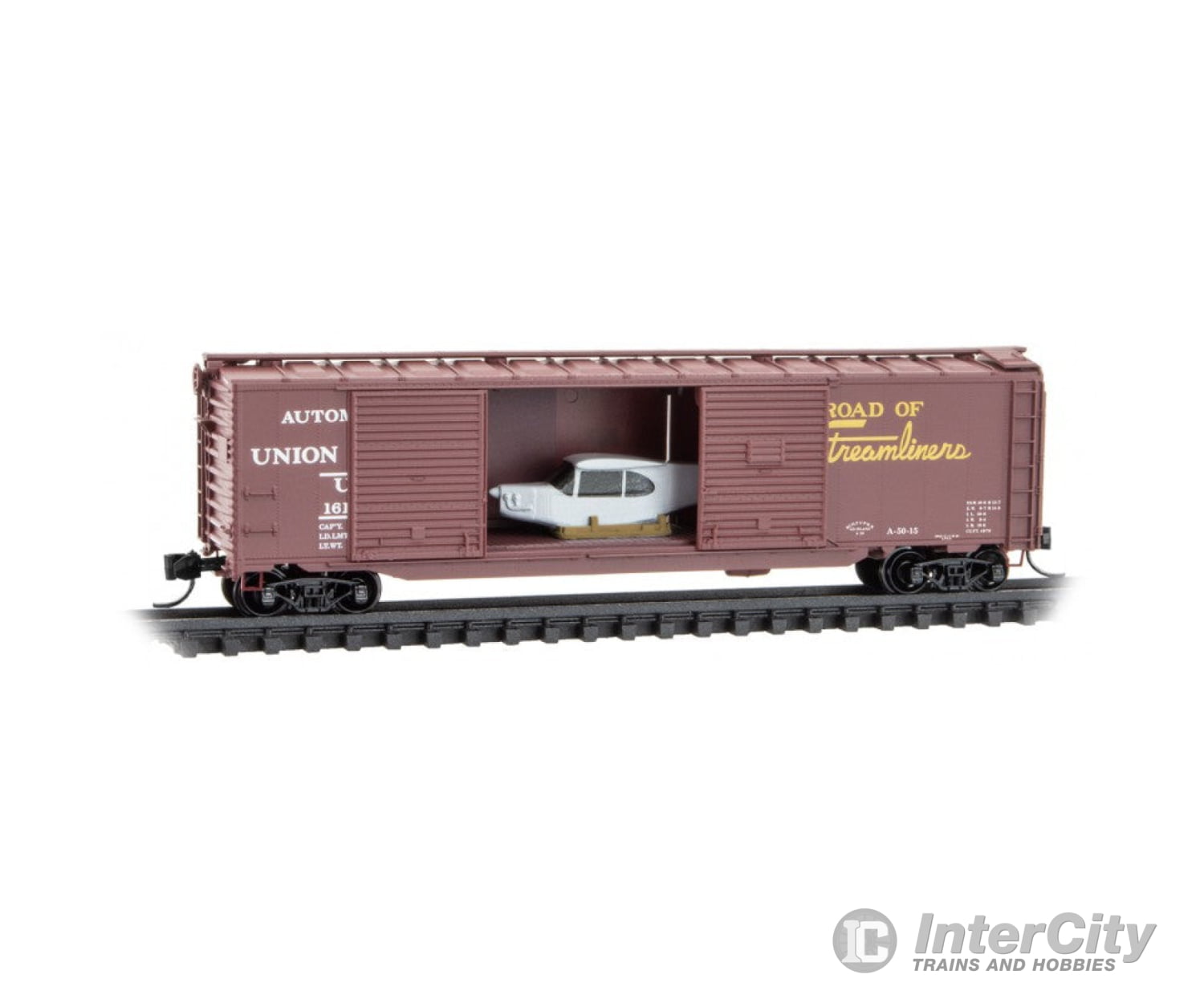 Micro Trains N 7800031 50’ Auto Boxcar Double Side Doors And End -- Union Pacific W/Plane Load