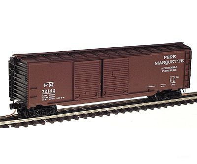 Micro Trains N 78100 50 Double Door Auto Boxcar W/End -- Pere Marquette #72142 (Boxcar Red W/Black