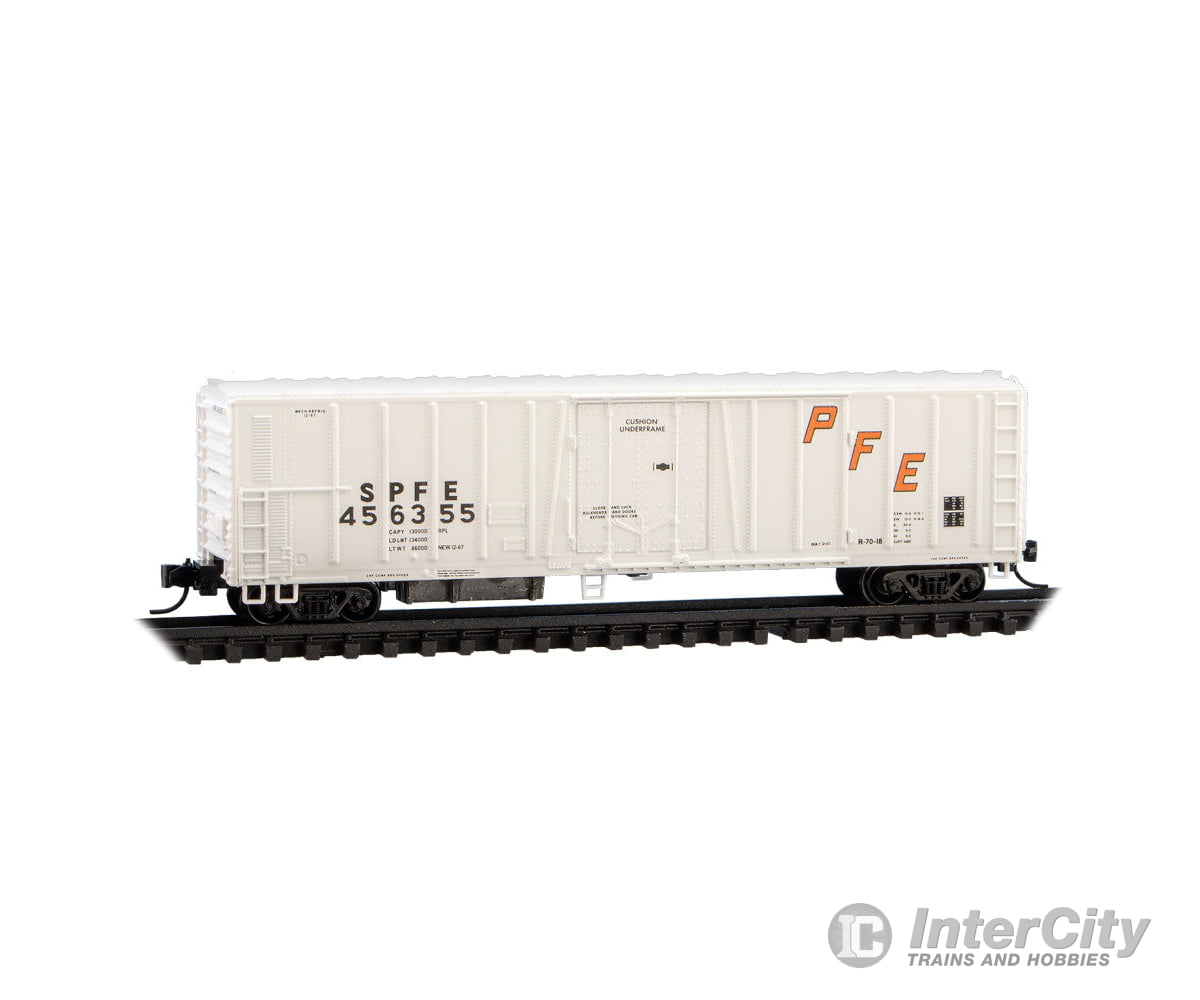 Micro Trains N 8100070 PC&F Class R-70-13 Steel Mechanical Reefer No Roofwalk - Pacific Fruit Express #456355 (Early