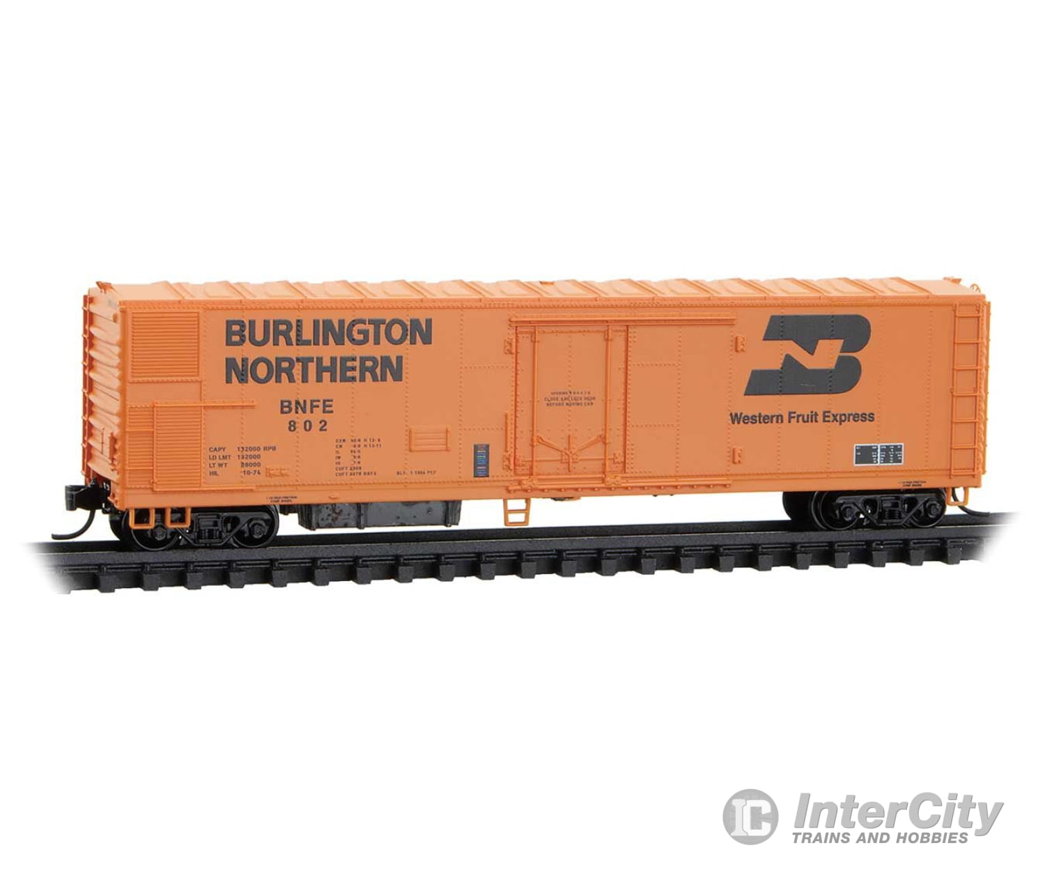 Micro Trains N 8200011 51’ 3-3/4’’ Riveted-Side Mechanical Reefer No Roofwalk - Ready to Run - Burlington Northern