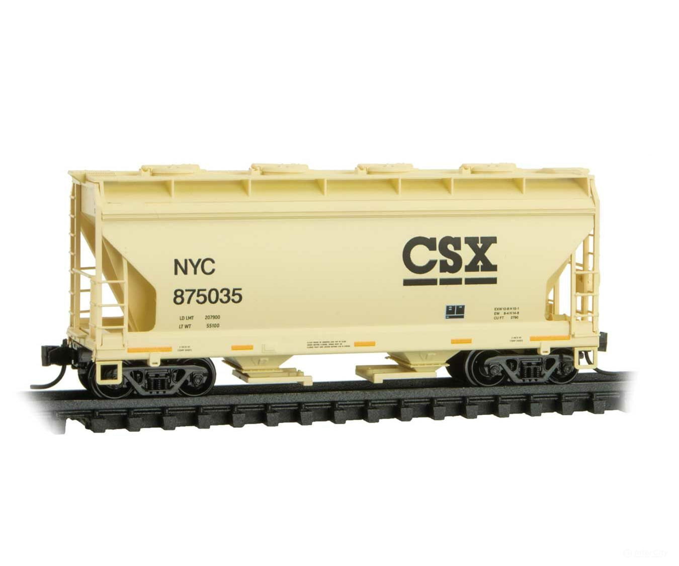 Micro Trains N 9200521 Acf 39 2-Bay Center-Flow Covered Hopper - Round Hatches Ready To Run -- Csx