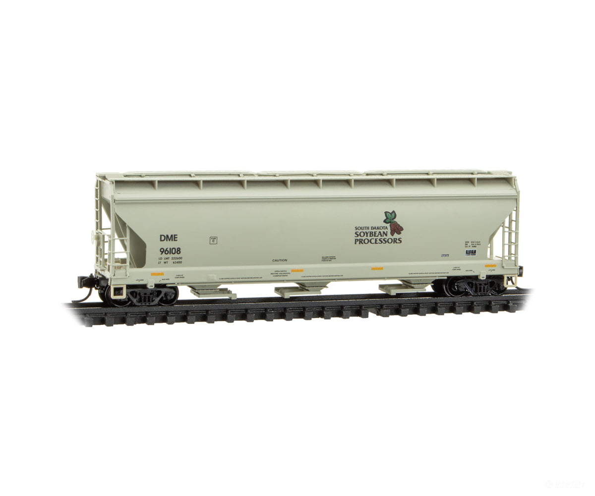 Micro Trains N 9400910 ACF 3-Bay Center Flow Covered Hopper with Elongated Hatches - South Dakota Soybean Processors
