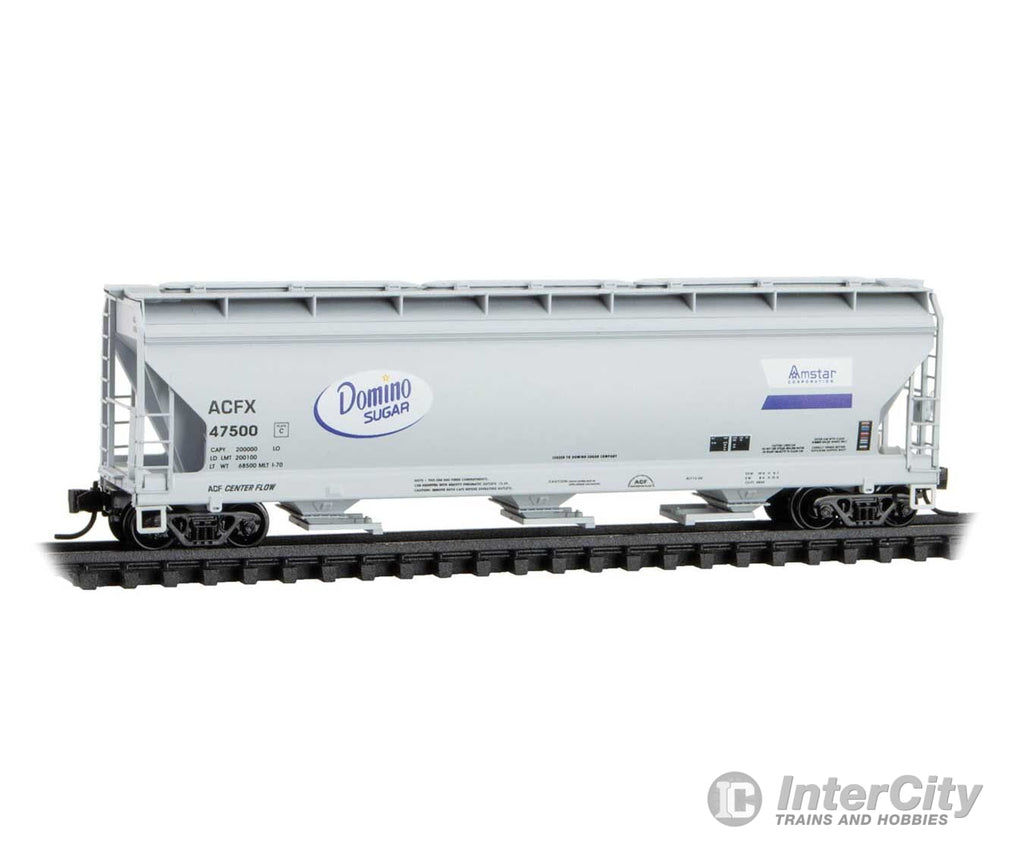 Micro Trains N 9400940 ACF 3-Bay Center Flow Covered Hopper with Elongated Hatches - Domino Sugar ACFX #47500 (gray