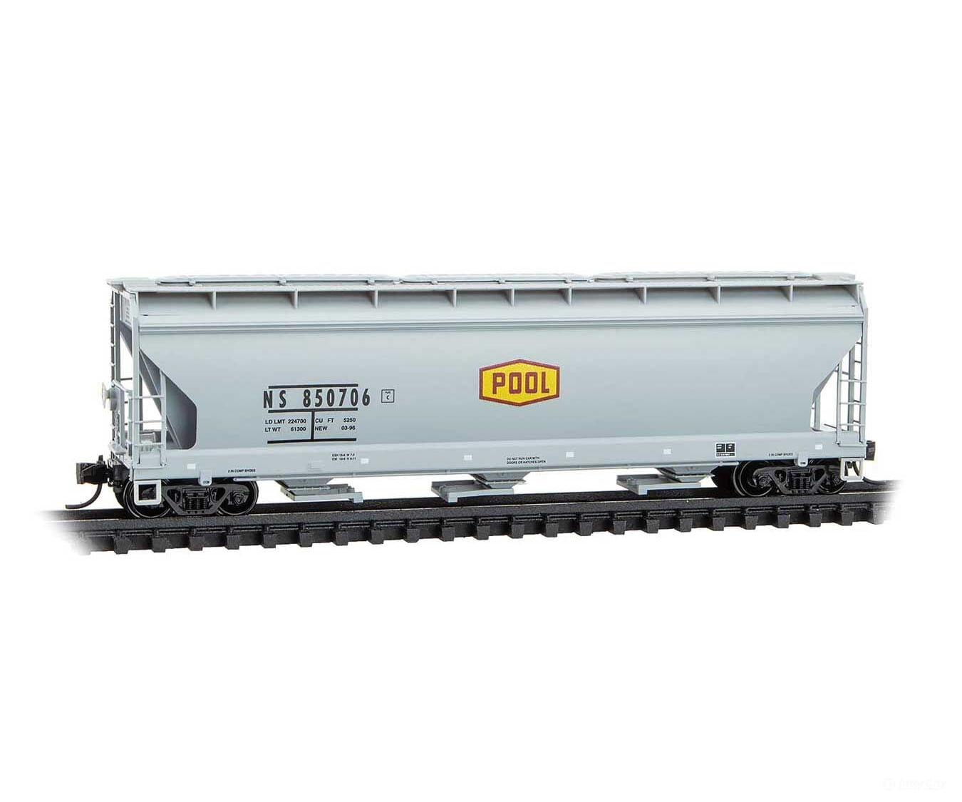 Micro Trains N 9400980 ACF 3-Bay Center Flow Covered Hopper with Elongated Hatches - Norfolk Southern #850706 (Ex-Pool