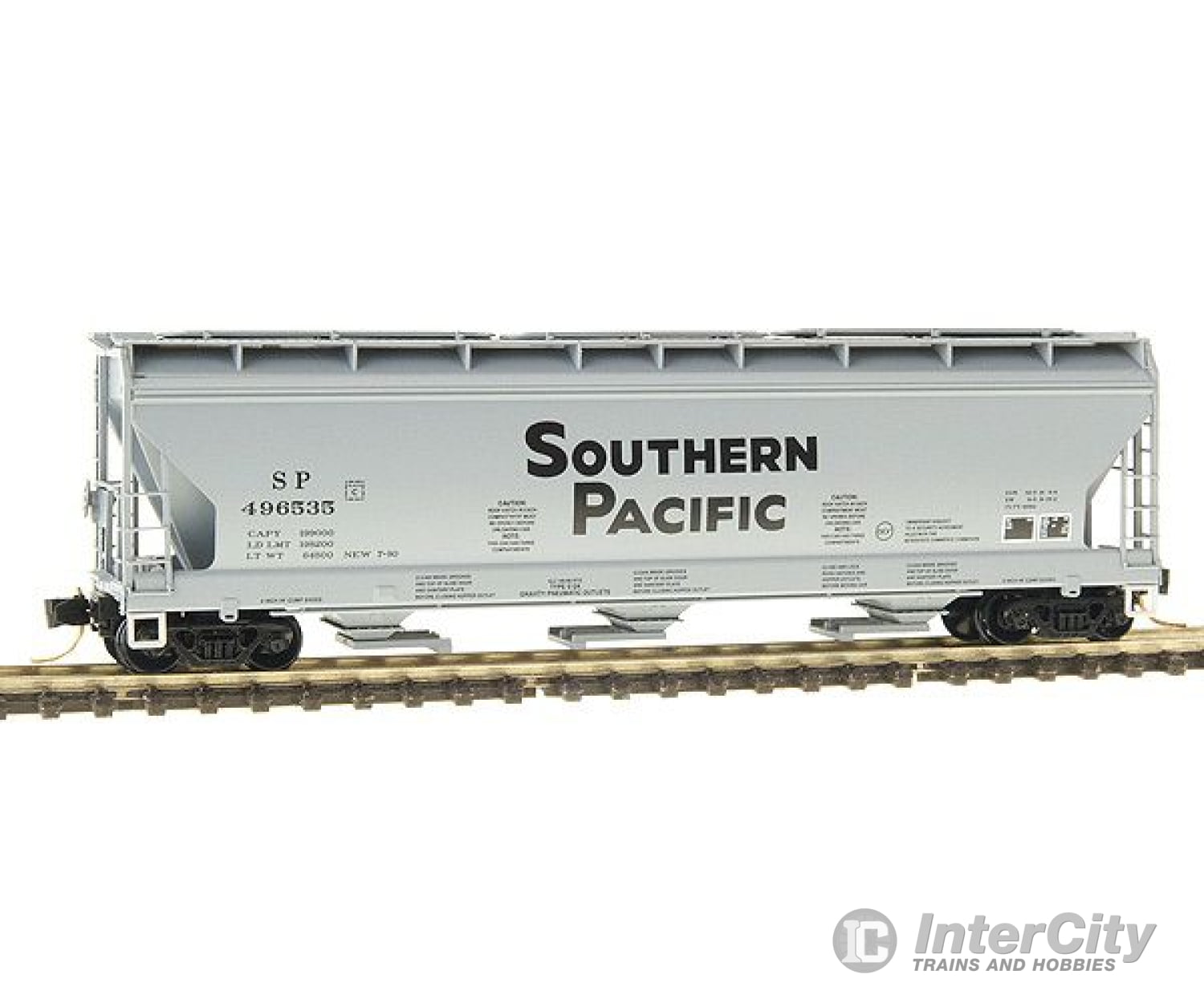 Micro Trains N 94040 Acf 3-Bay Covered Hopper Elongated Hatch -- Southern Pacific #496535 (Gray