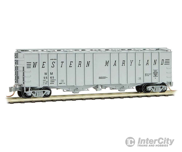 Micro Trains N 9800060 50 Airslide Covered Hopper - Ready To Run -- Western Maryland #5565 (Gray