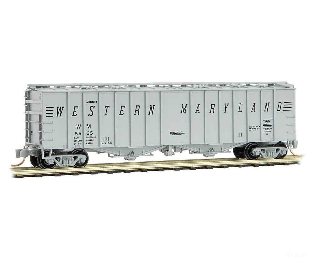 Micro Trains N 9800060 50 Airslide Covered Hopper - Ready To Run -- Western Maryland #5565 (Gray
