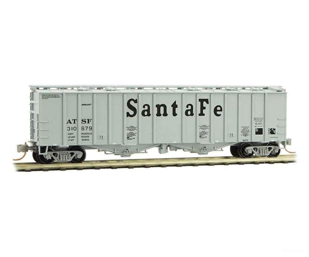 Micro Trains N 9800092 50 Airslide Covered Hopper - Ready To Run -- Santa Fe 310679 (Gray Black