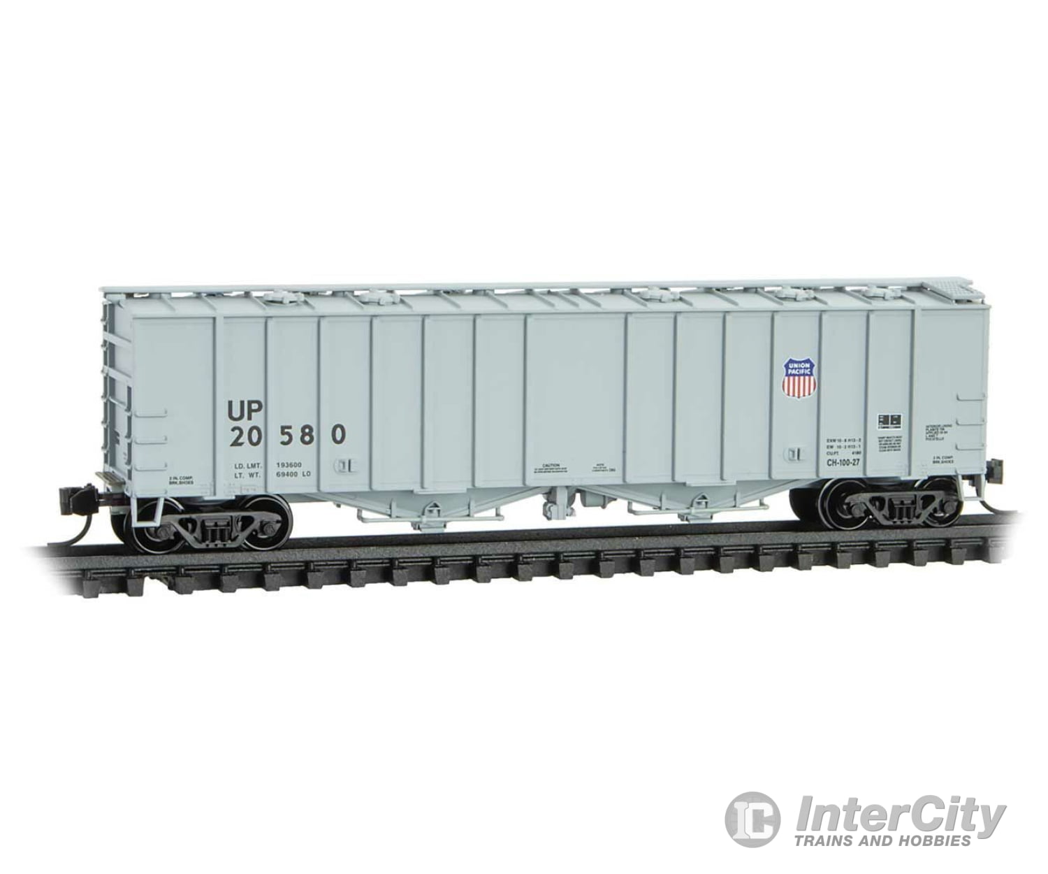 Micro Trains N 9800131 50 Airslide Covered Hopper - Ready To Run -- Union Paciifc #20580 (Gray Small