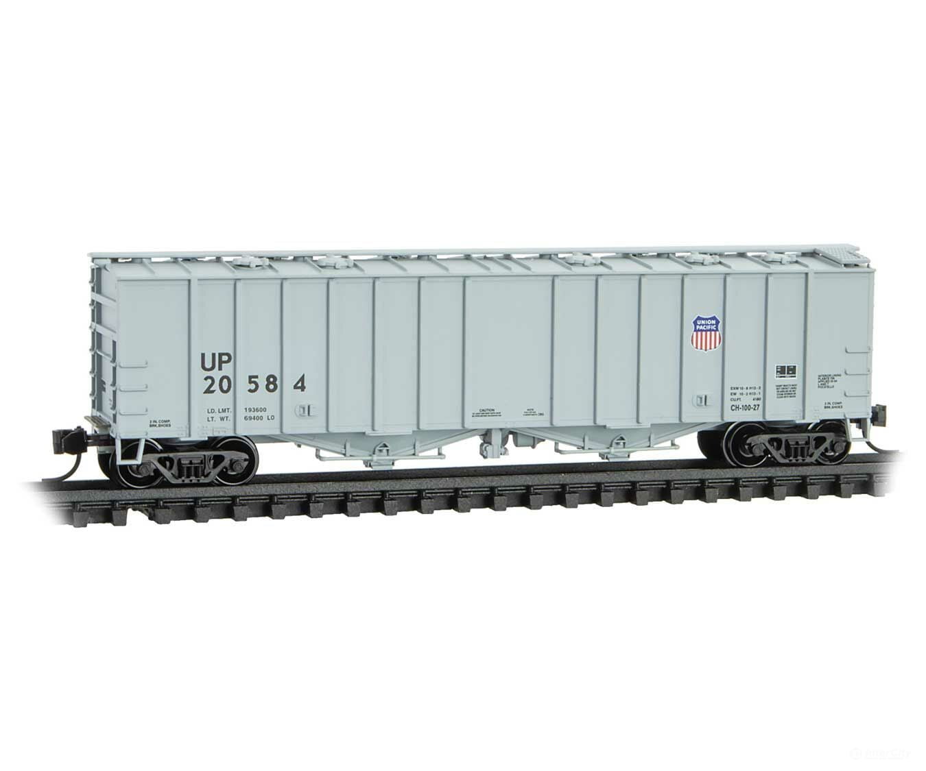 Micro Trains N 9800132 50 Airslide Covered Hopper - Ready To Run -- Union Paciifc #20584 (Gray Small