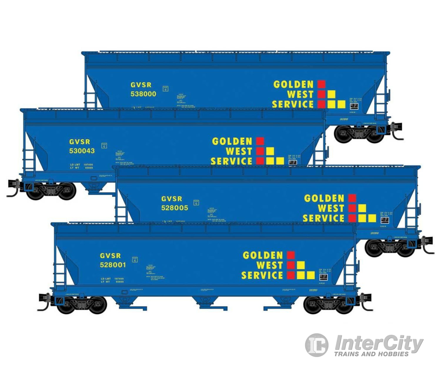 Micro Trains N 98300199 Acf 3-Bay Center Flow Covered Hopper W/Elongated Hatches 4-Pack - Ready To