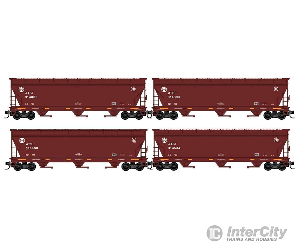 Micro Trains N 98300237 ACF 3-Bay Center Flow Covered Hopper with Elongated Hatches - Santa Fe #314399 314534 314400
