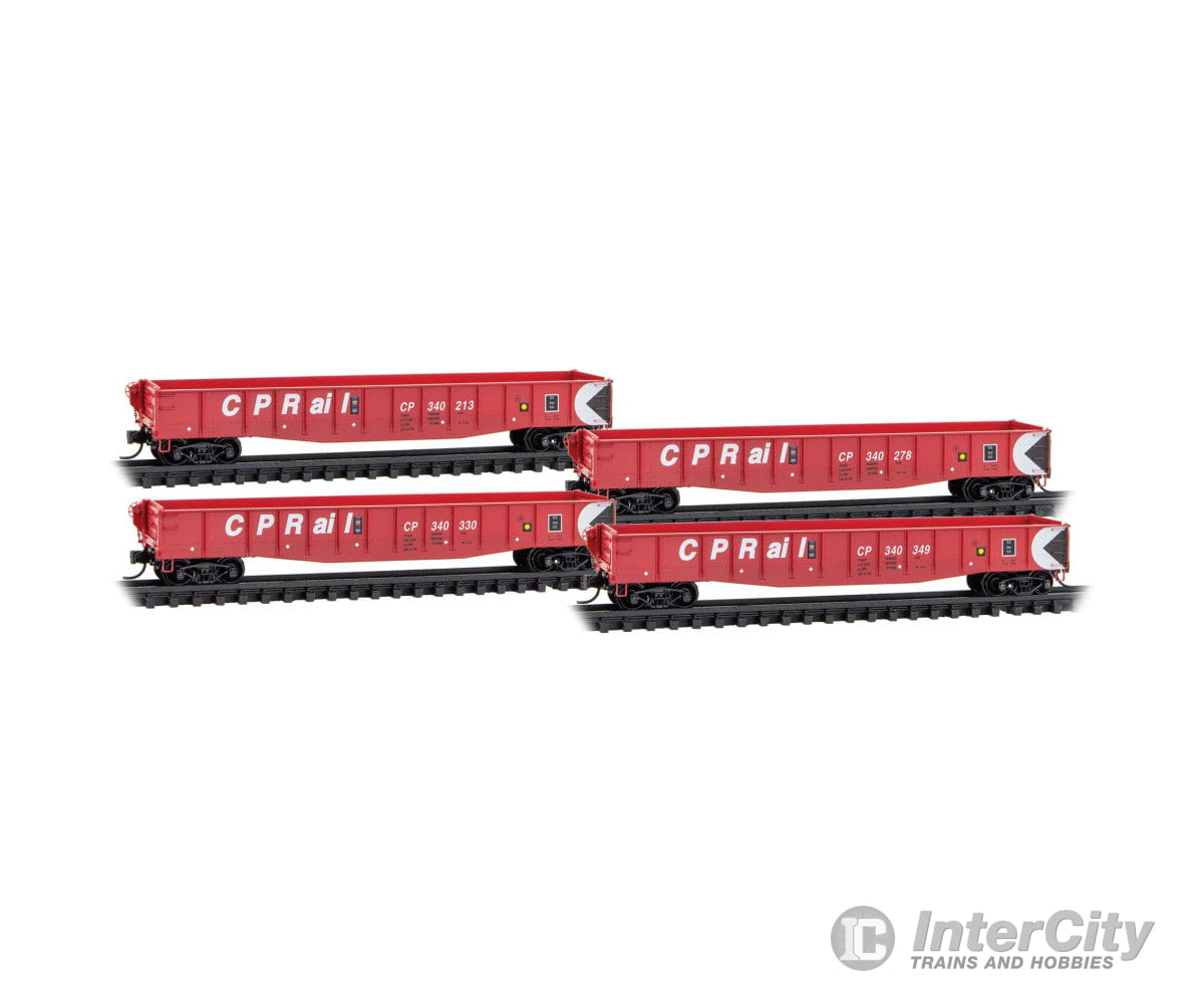 Micro Trains N 98300239 50’ Gondola w/Fishbelly Sides & Drop-Ends 4-Pack - Canadian Pacific #340213 340278 340330