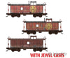 Micro Trains N 98302259 36’ Riveted-Steel Cupola Caboose 3-Pack - Santa Fe #999046 999141 (Weathered red yellow) 999643