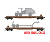 Micro Trains N 98302264 50’ Fishbelly-Side Flatcar w/Dragon Wagon Truck Kit 2-Pack - Southern Pacific #79797 79785