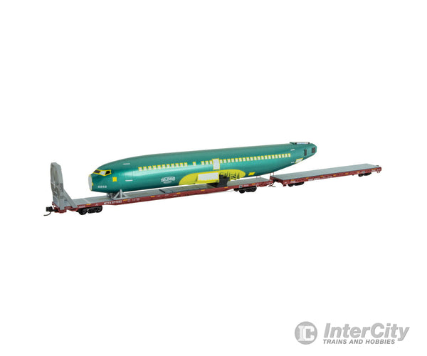 Micro Trains N 98302276 89’ & 60’ Flatcar w/Boeing Fuselage Load - BNSF #800012 & MTTX #971483 (Boeing Load Kit for